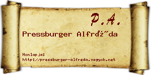 Pressburger Alfréda névjegykártya